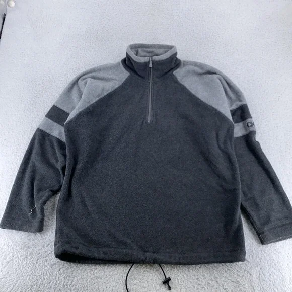 Vtg Calvin Klein Jeans Half Zip Fleece Sweater Mens Large Colorblock Drawstring - Picture 1 of 10